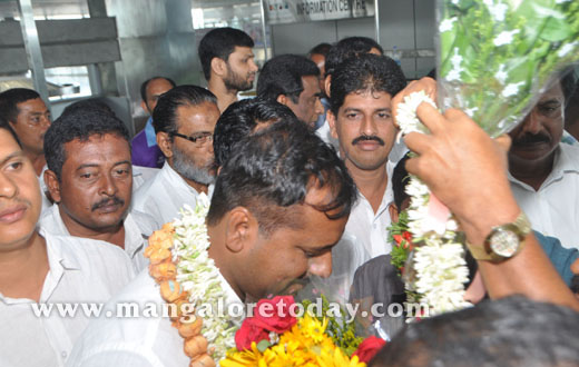 UT Khader in Mangalore Airport